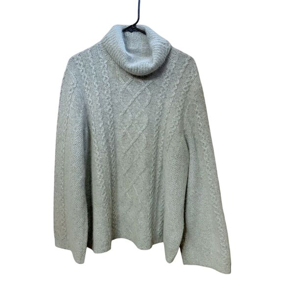 Carole Little Sweaters - Carole Little Angora Cable Knit Sweater Fisherman Turtleneck Chunky